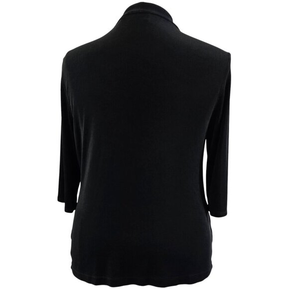 Chico's Travelers Black Open Front Slinky Knit Cardigan Pockets Capsule Stretch - Picture 2 of 8